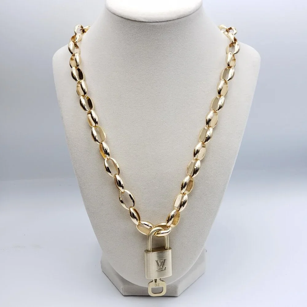 Gold-Plated Necklace with Authentic Louis Vuitton Padlock
